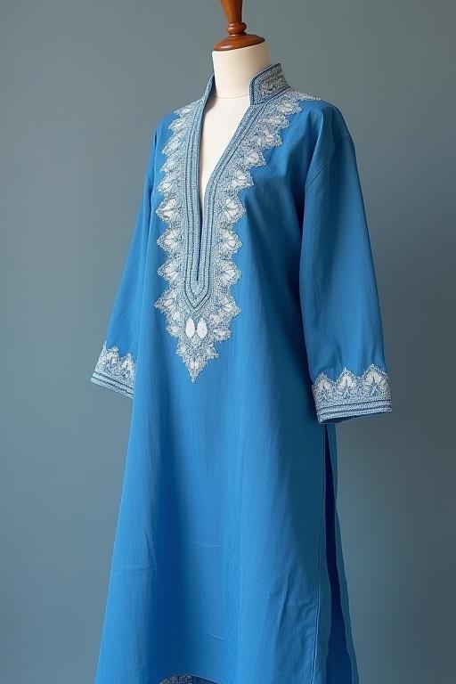 एक सुंदर नीला चिकनकारी कुर्ता