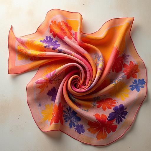 हाथ से चित्रित रेशम का दुपट्टा