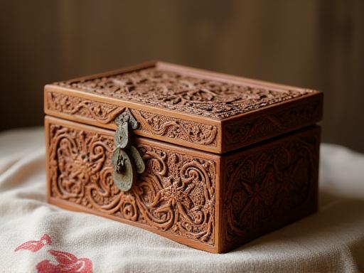 हाथ से नक्काशी किया हुआ लकड़ी का बक्सा